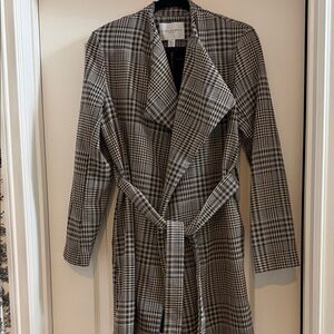 Elegant Checkered Trench Coat